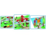 Set trenulet Oraselul de la malul Marii cu 80 piese din lemn cu Pod mare si circuit suspendat MAXIM Shore Side City